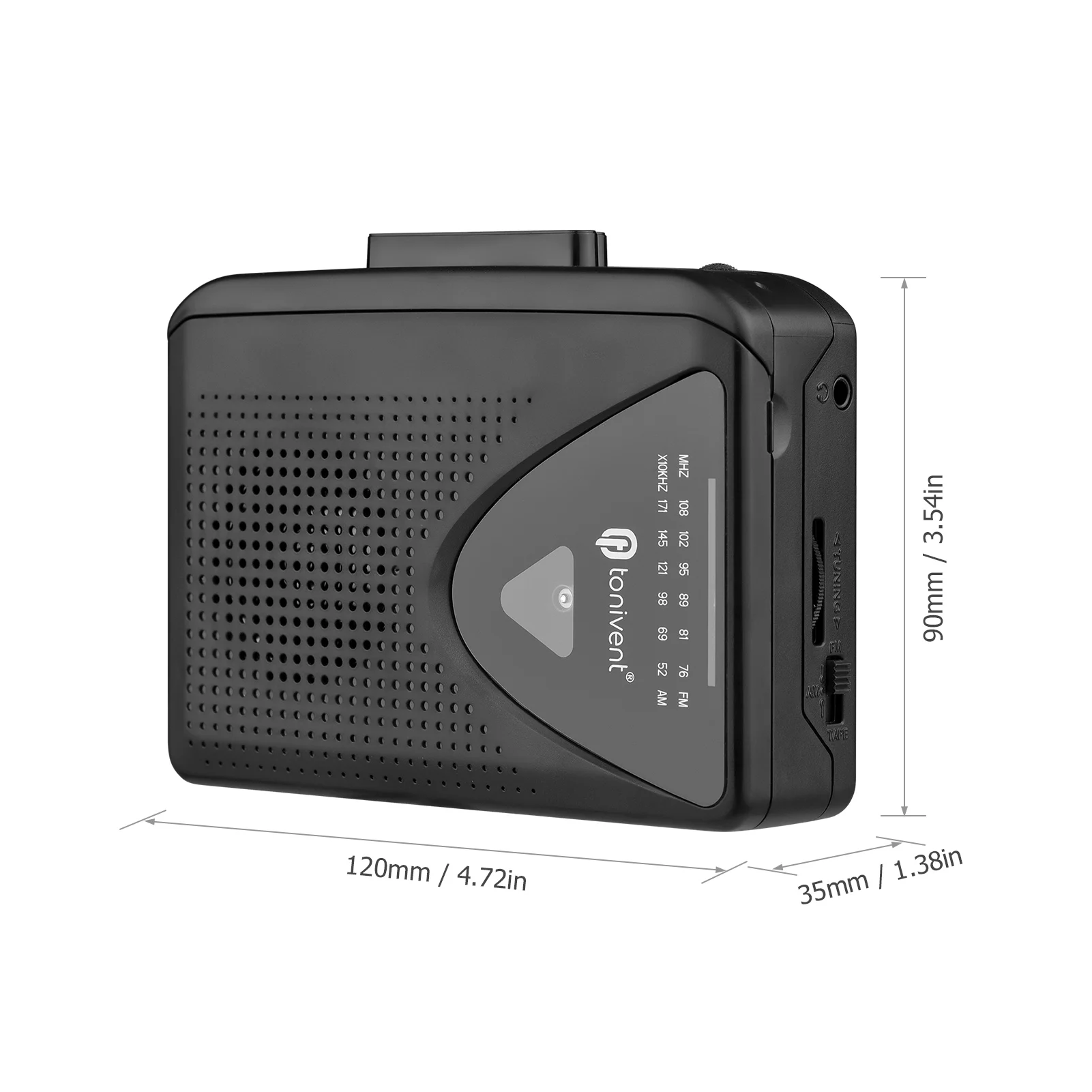 2025 TenYua Przenośny odtwarzacz kasetowy Radio AM/FM Auto Stop Mini Stereo Tape Player Gniazdo słuchawkowe 3,5 mm Regulacja głośności