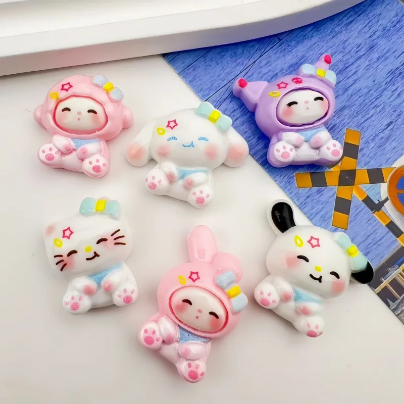 24/120PCS Cartoon Sanrio DIY resin accessories, cream glue hair clip, phone case, refrigerator storage box, patch decoration