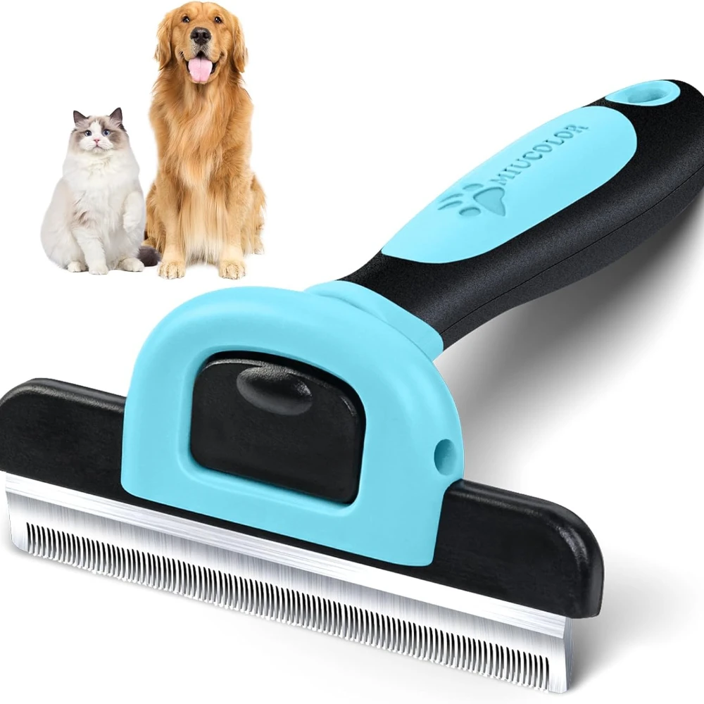 Pet Grooming Brush-Double Sided Shedding and Dematting Undercoat Rake Comb for Dogs and Cats Grooming and Care Deshedding Tool