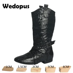 Wedopus Customized Heel Line Dance Boots Suede Sole Black Sequin Winter Boots Dancing Luxury Designer Dance Shoes Long Cowboy