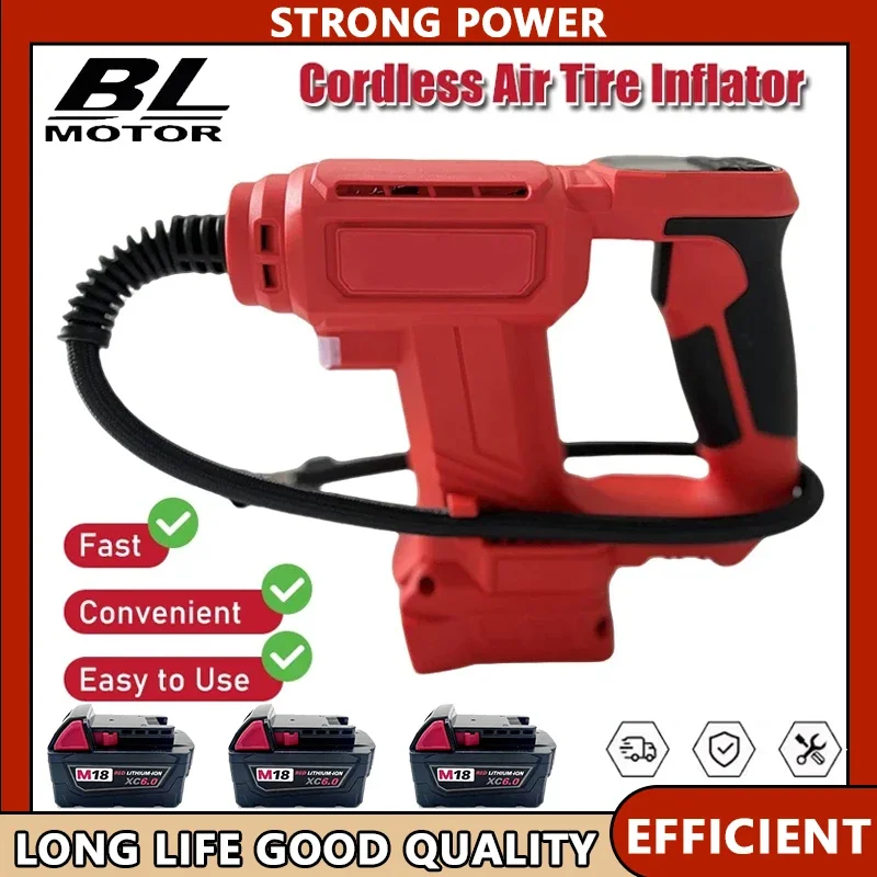 

Fit Milwaukee Cordless Air Pump Portable Car Tire Inflator Air Compressor With Digital Display Inflatable Pump For 18V Bettery