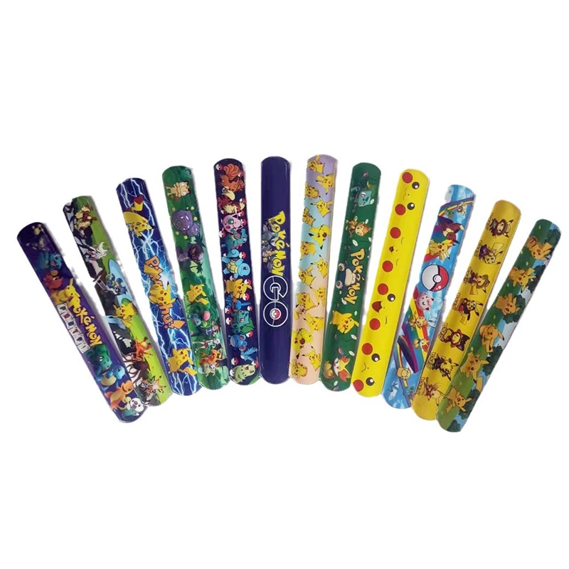 6/12pcs Pokemon Bracelets Pikachu Figures Anime Wristband Child Slap Band Puzzle Toys Boys Girls Birthday Party kids toy Gifts image 3