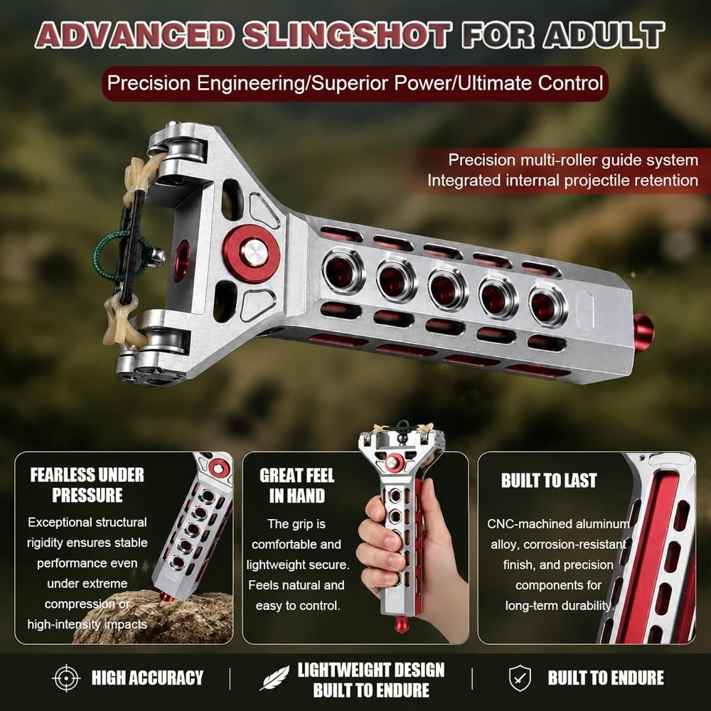 Hunting Shooting Practice Catapult 8-round Automatic Loading Aluminum Alloy Slingshot Outdoor Entertainment High-precision Set