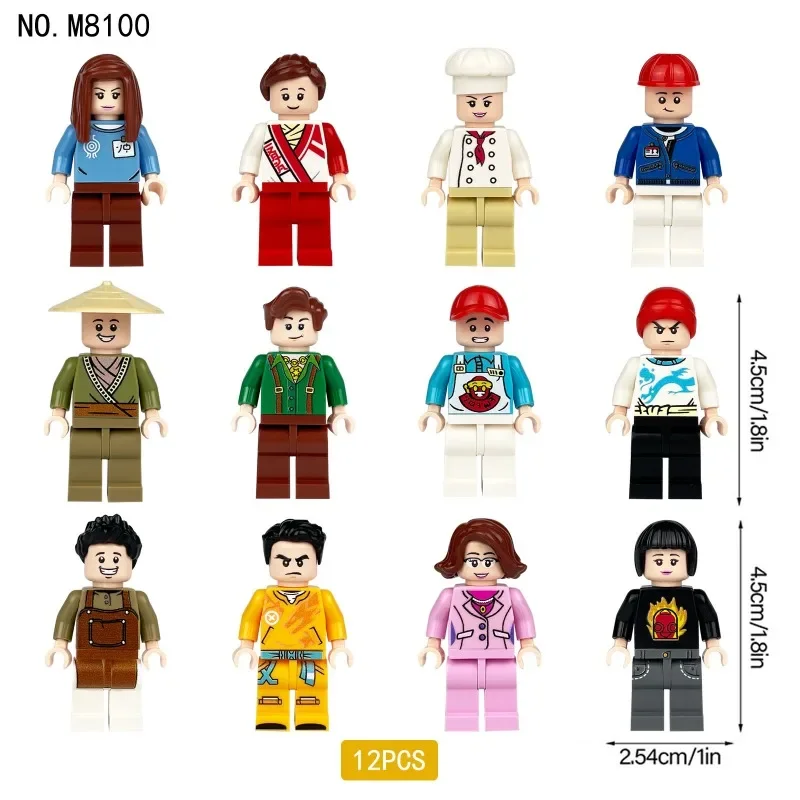 Blocos de construção das crianças brinquedo mini figura bonecas humanóides personagem dos desenhos animados presente aniversário playset educacional para crianças