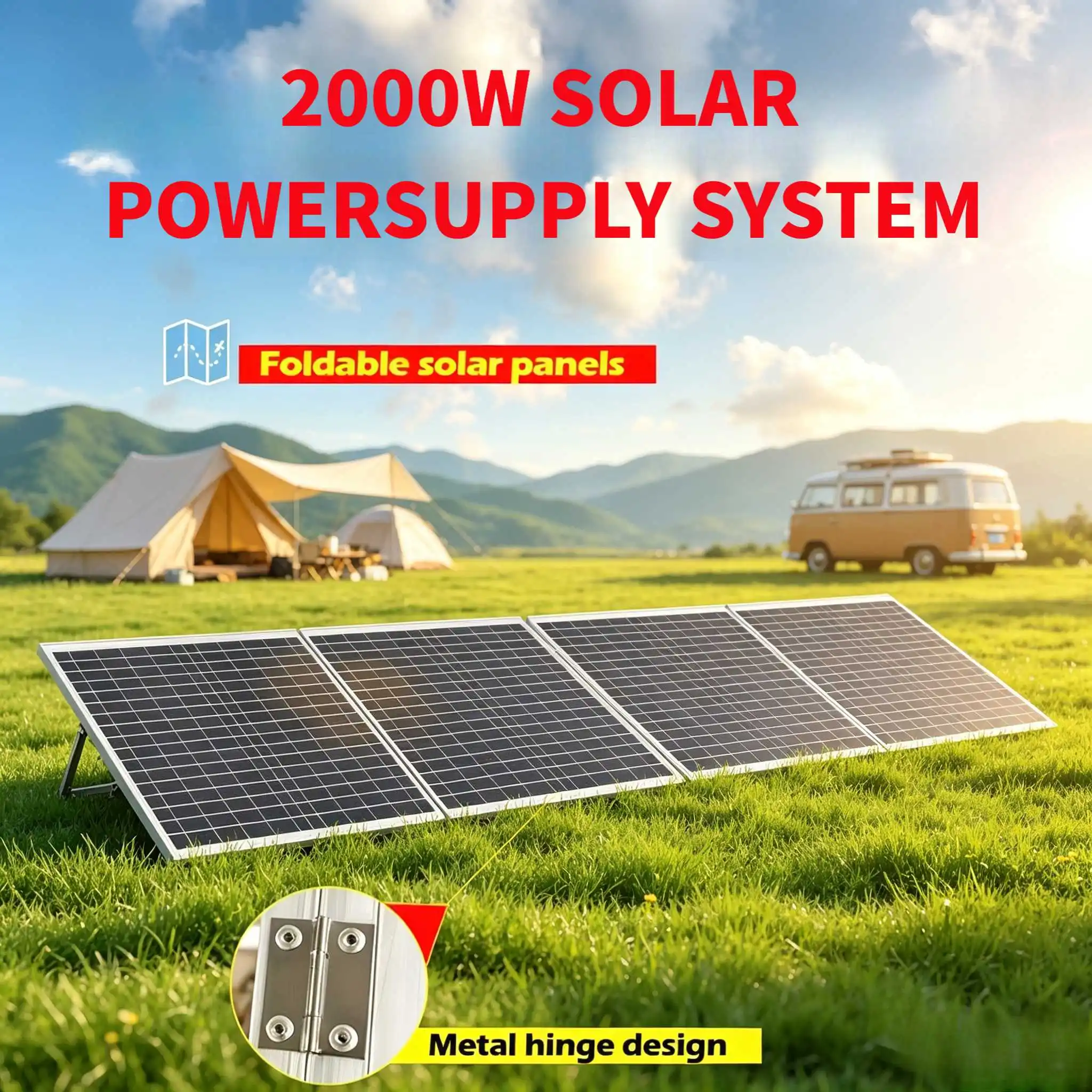 2000W Upgraded Spliced Solar Panel Complete Kit With Controller All Cables For Household Roof RV Camping Emergency Power Supply