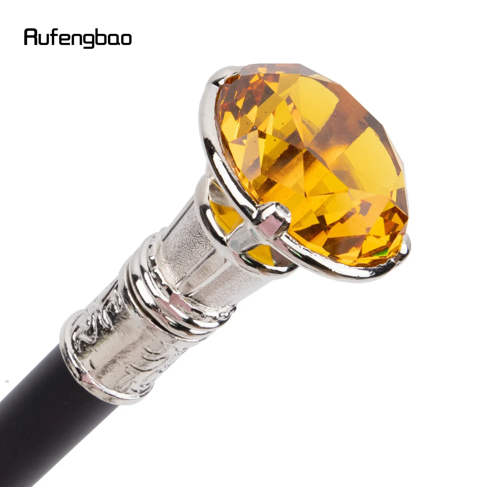 ไม้เท้าทรงเพชรสีส้ม แบบสีขาว ไม้เท้าแฟชั่นตกแต่ง ไม้เท้าสุภาพบุรุษ ไม้เท้าคอสเพลย์สุดหรู ด้ามจับแบบครอสเซอร์ 93 ซม.