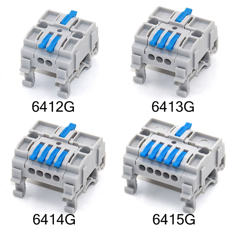 Rail Type Wire Electrical Connectors Universal Compact 2 3 4 5 Pin Splitter Push-in  Cable Wire Connector Fast Terminal Block
