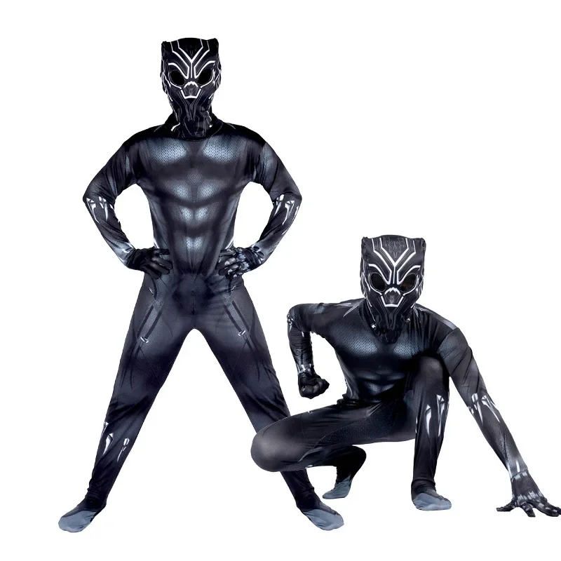 Halloween Clothes Set Anime Black Kids Panther Spiderman Venom Cosplay Costume Boy Girl Jumpsuit Children Party Bodysuit Toddler