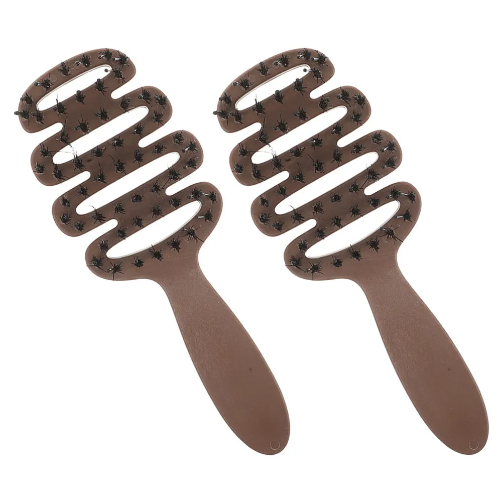 

2pcs Hair Comb For Women Wide Tooth Detangler Portable Scalp Massage Brush Travel Compact Ribbed Design For All Hair Types