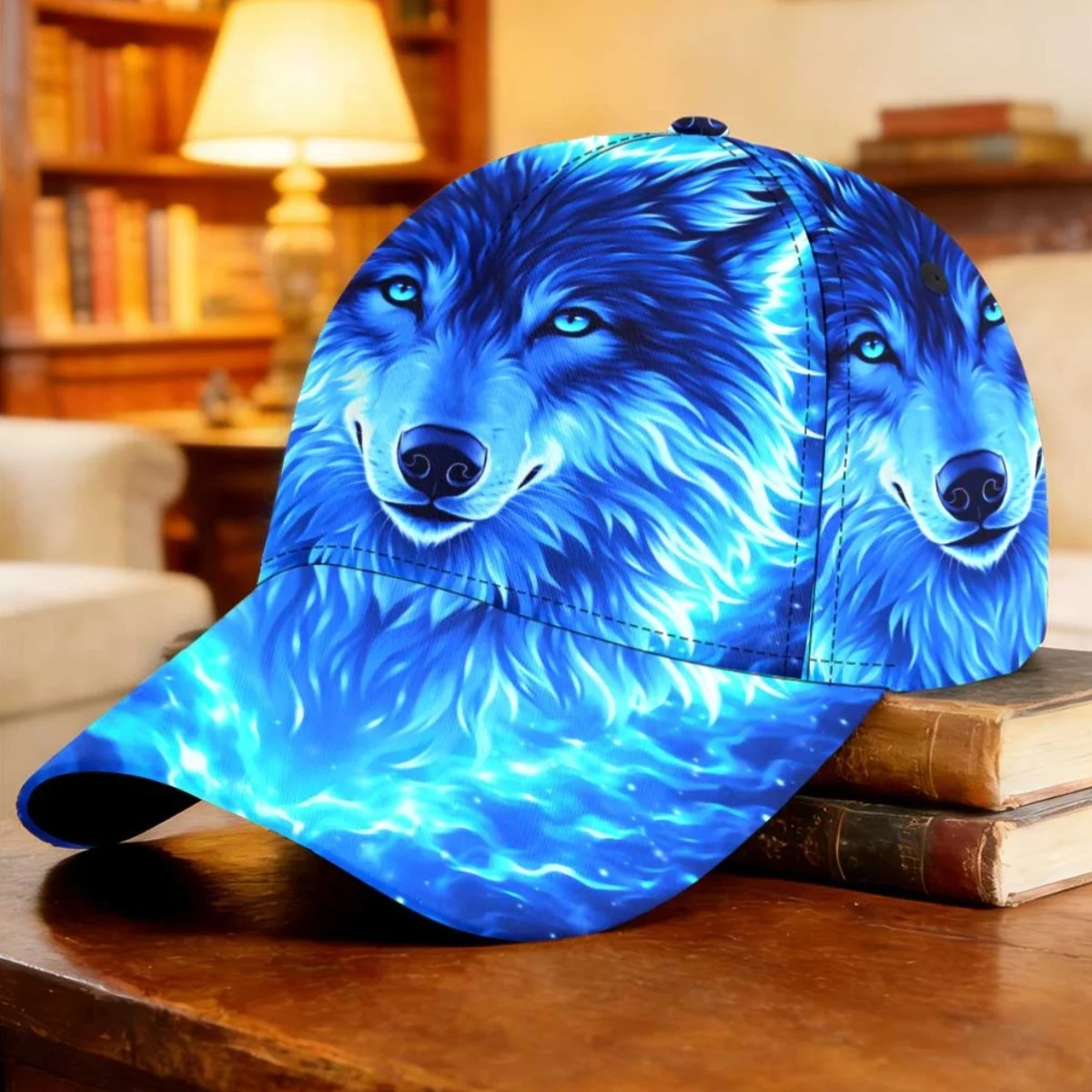 Blue Flame Wolf Baseball Cap Cycling Dad Hat Gift Street Style Anniversary Gift Breathable Lightweight Fishing Vacation
