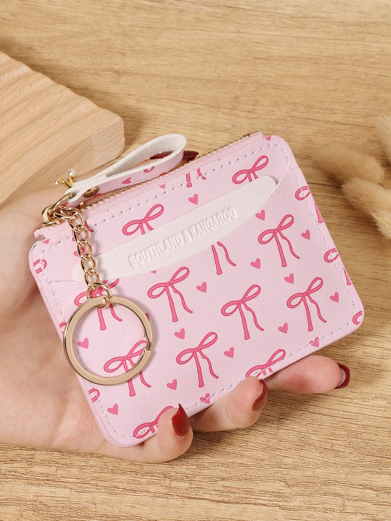 

With A Chain Keychain,Bow Zipper Small Wallet Coin Pocket Small Purse Bifold Slim Women Wallet MiniThin,Lightweight,Multi Layer