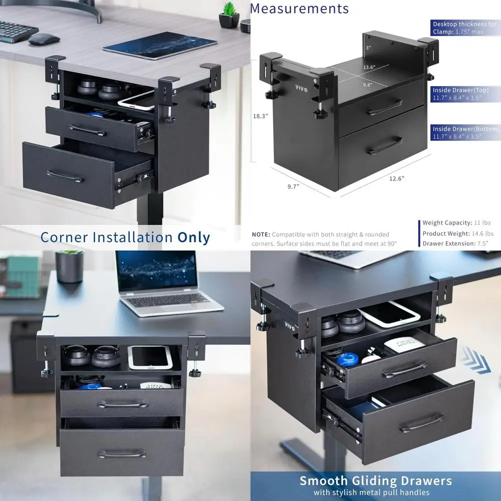 

Многоуровневая система хранения под столом, органайзер для офиса и игр, черный