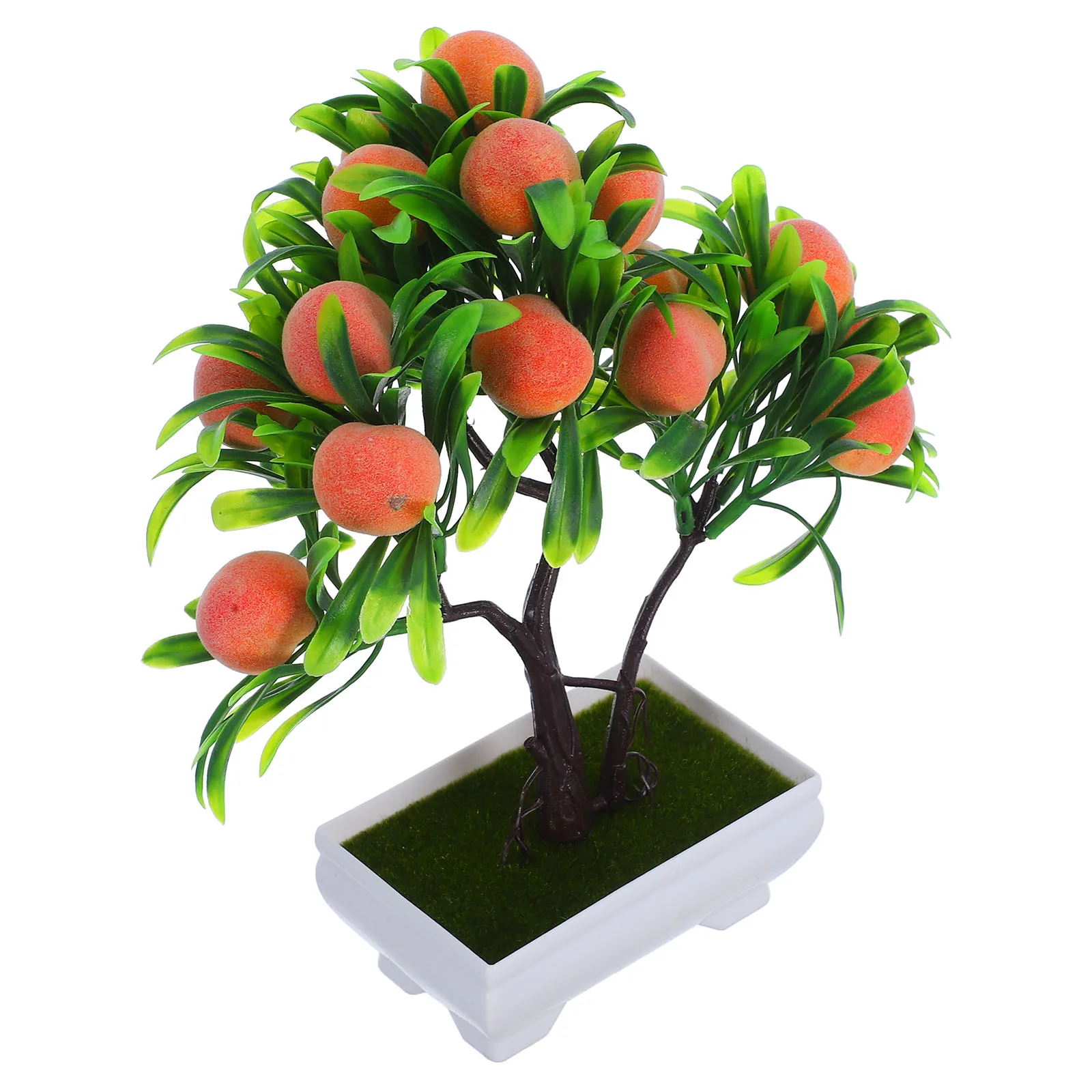 

Fake Potted Peach Tree Bonsai Artificial Plant Decor Realistic Greenery for Indoor Home Office Desktop Decoration
