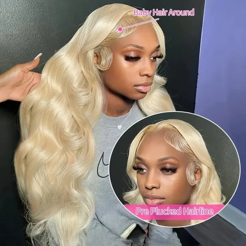 13X6 HD Lace Wigs Blonde 150% Human Hair Frontal Blonde 613 Colored 18 40 Inch Body Waves Glue-Free Wave Human Hair  Wig