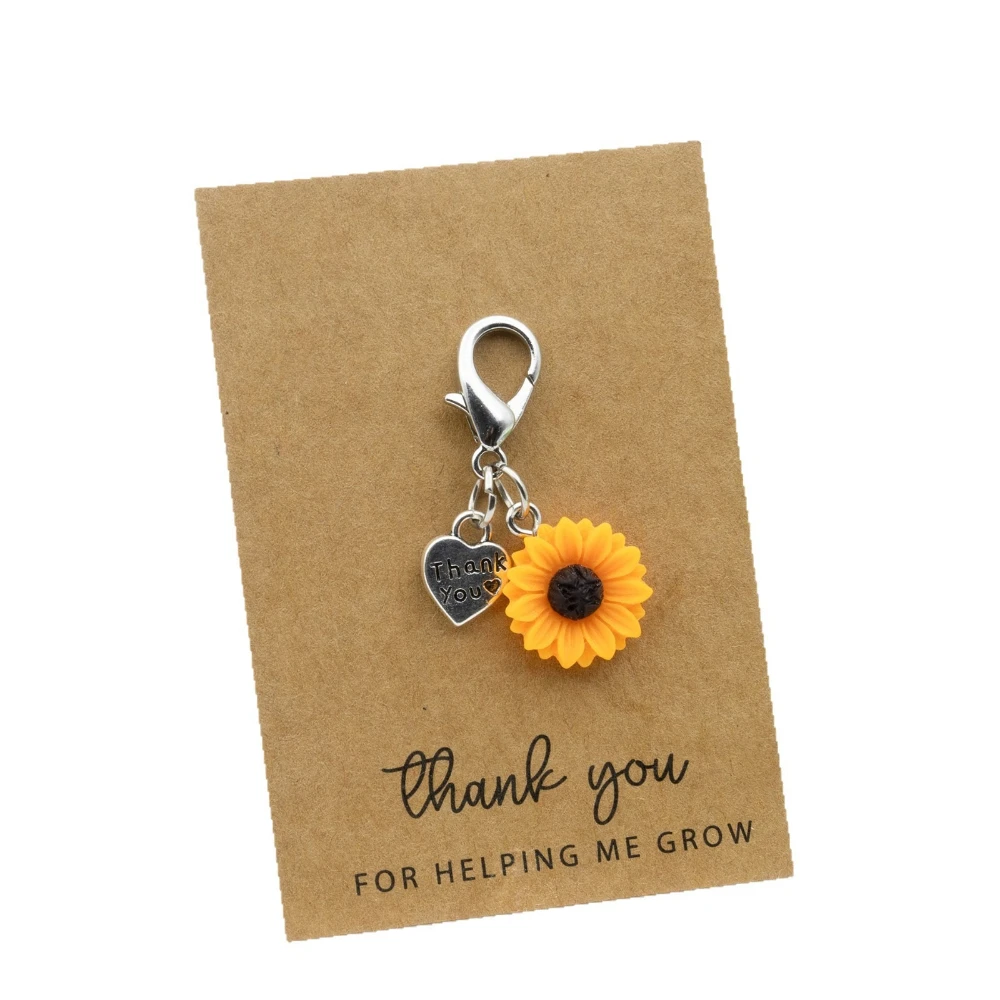 2 قطعة/لطيف عباد الشمس الحب المفاتيح الزهور الإبداعية شكرا لك الحب قلادة حقيبة الظهر قلادة الصيف حزب هدية صغيرة