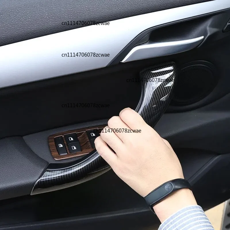 For BMW X1 X2 F47 F48 2016 2017 2018 2019 2021 2022 ABS Carbon Fiber Car Inner Door Armrest Handle Cover Trim Car Accessories