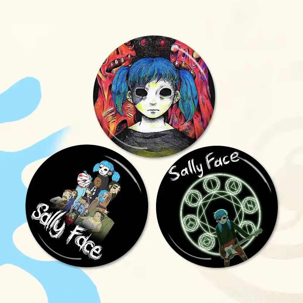 Horror Game S-Sally Face Customizable Soft Button Pin For Women Creative Jewelry Funny Badge Cartoon Lover Hat