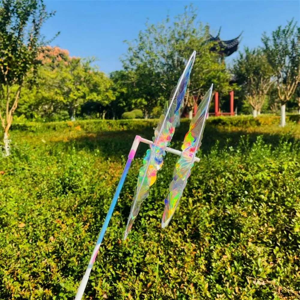 Moulin à vent à Film éblouissant, Laser coloré multistyles, Double couche, changement de couleur, rotatif brillant, Spinner à vent en PVC