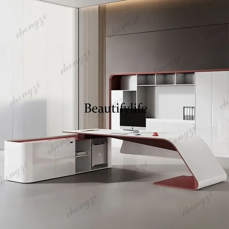 

L181 Painted Boss Table Fashionable Simple Modern Luxury Desk Motion Office Desks And Workstations Room L Shaped Tables Furnitur