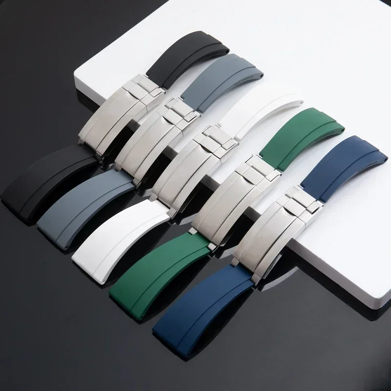 20mm FKM Fluororubber Watchband For Rolex Strap For Submariner Yacht Master GMT Daytona Datejust OYSTERFLEX Strap Slider Buckle