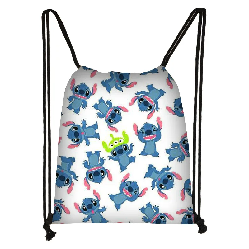 Stitch Drawstring Bag Large Capacity Portable Bags Student Backpack Sports Basketball Package Cartoon Printing Storage Packet