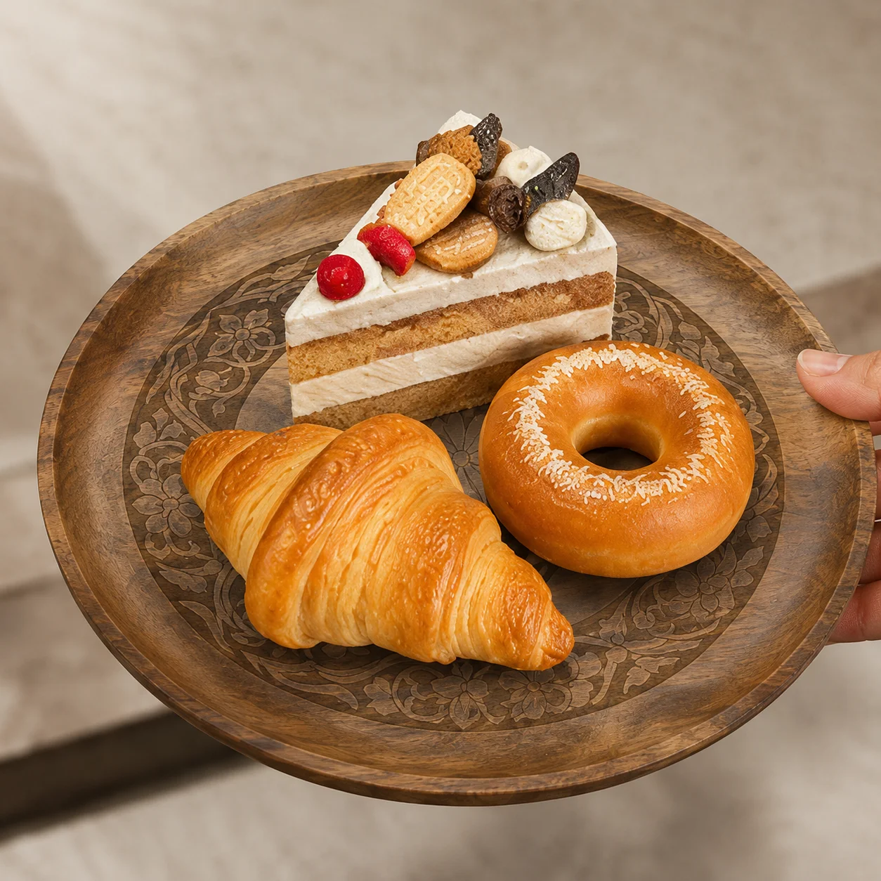 1Pc Innovative Walnut Wood Pizza Plate Round Wooden Plate Western Food Plate Steak Plate Candy Plate Fruit Plate Solid Wood Pizza Board Tray