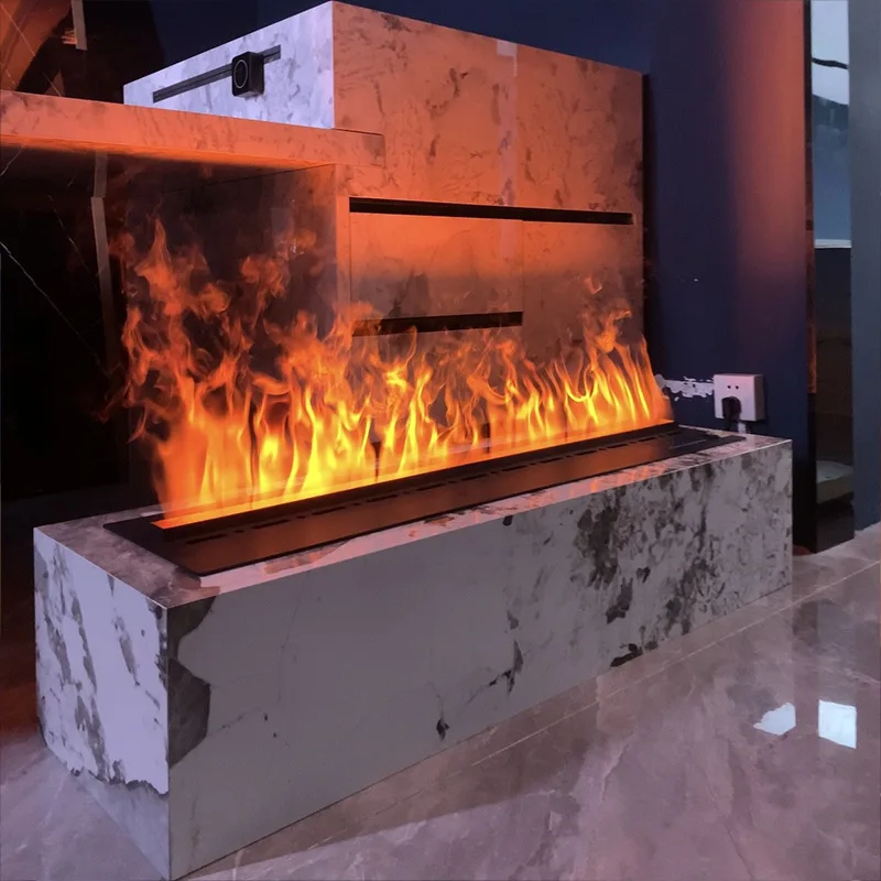 Fireplace 2024 Modern Electric Fireplace With Remote Control Safe No-Heat 3D Water  LED Steam Steel Material