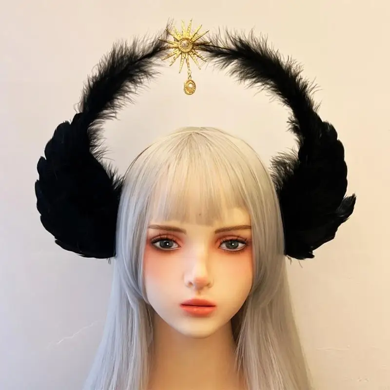 DXAE FEATH PARTE PENENTE DUPLA CAMADA TIARAS HABELHOOP PARA MULHERES MENINAS PARA ACESSORES COSPLAY FESTO