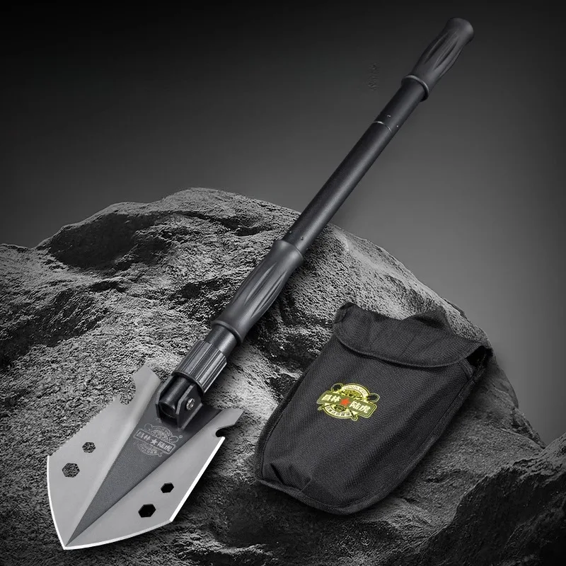 Garden Durable Camping Shovel Folding Portable Adjustable Sturdy Mental Fishing Shovel Outdoor Practical Camping Equipment
