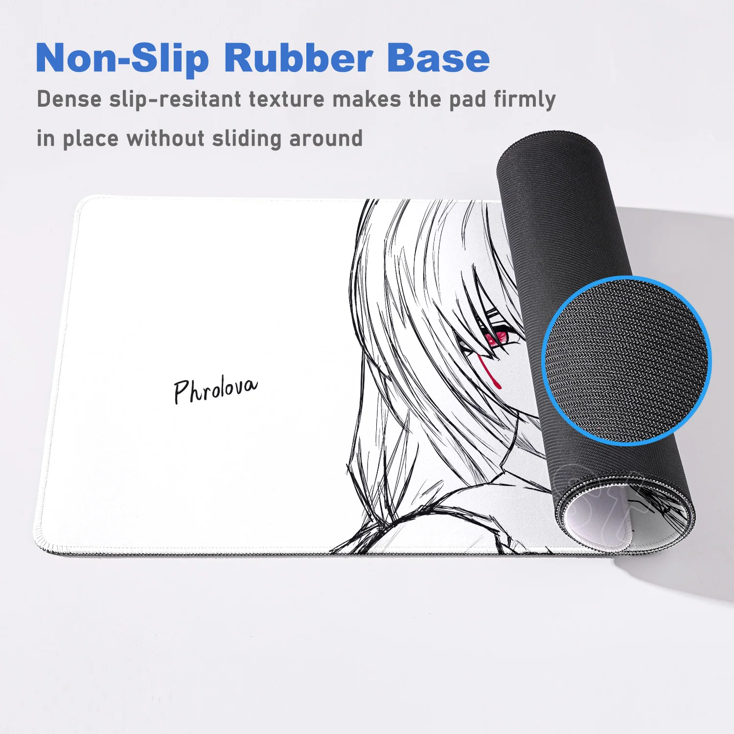 Podkładka pod mysz Black and White Painting Wuthering Waves XXL Gaming Computer PC Keyboard Mats Non-Slip Rubber Laptop Phrolova Mousepad — zdjęcie produktu 4