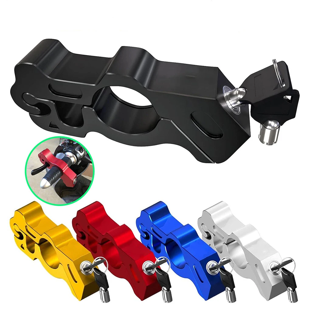 Aluminum Motorcycle Handlebar Lock Security Anti-theft Handlebar Brake Motorcycle Scooter Handle Solid Lock With 2 Keys