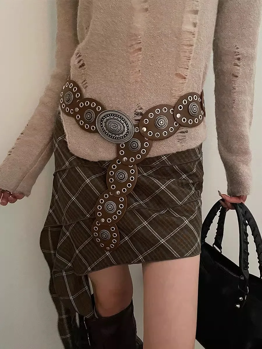 N High-End Vintage Belt Western-Style Jeans With Skirt Jeans Belt Women Wide Version Of The Belt Belt