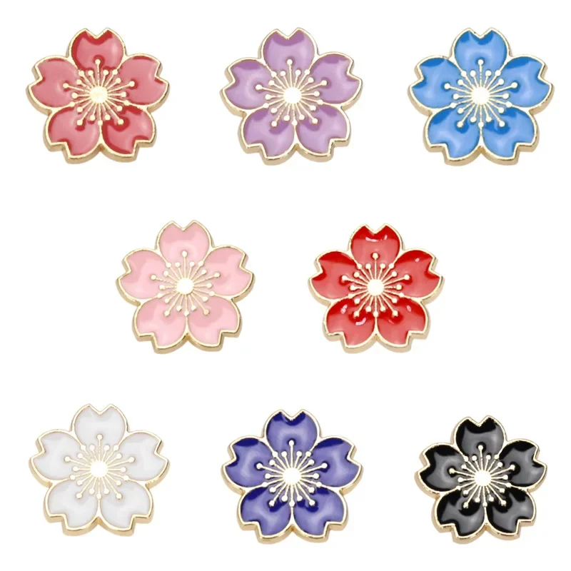 Sweet Japanese Academy Style Cherry Blossom Brooch Enamel Drop Oil Alloy Badge Men's And Women's Clothing Accessories