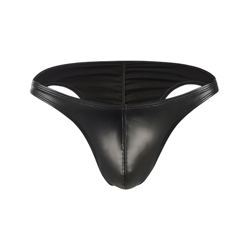 Men Butt-Lifting Bikini Briefs Underwear Sexy U Pouch Male Mini Panties Cuecas Faux Leather Gym Underpants Hombre Slip Lingerie
