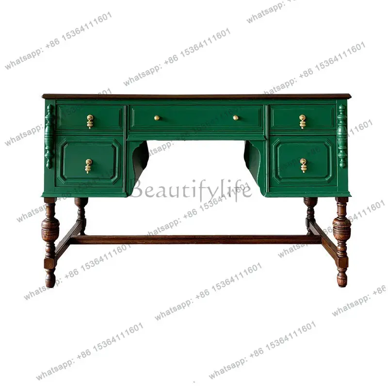 

French retro solid wood desk American light luxury computer desk villa home