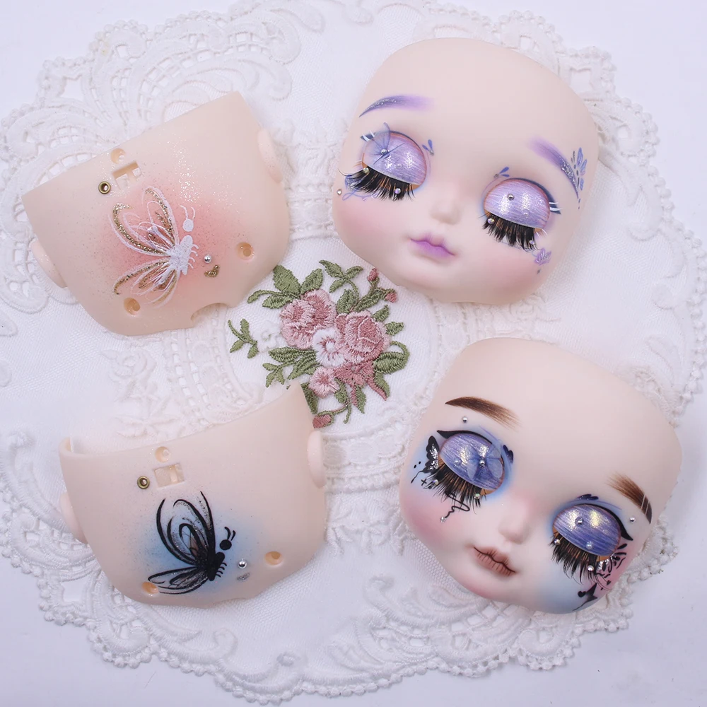 ICY DBS Blyth 1/6 Hand Painted Makeup white skin Board Fat Face Cute Doll Face with Screws and Cute Rope DIY Toys SD