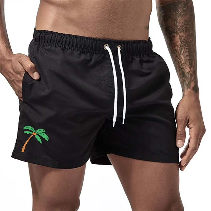 

2026 Men's Coconut Tree Print Beach Shorts, Summer Quick-Drying Beach Pants, Swimming Trunks, Swimwear, Swimming T-Shirts