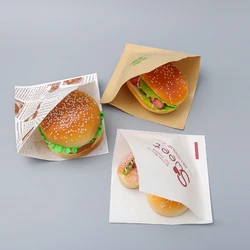 100pcs Sandwich Hamburger Donut Bag Oil Paper Bread Craft Bakery Food Packing Kraft