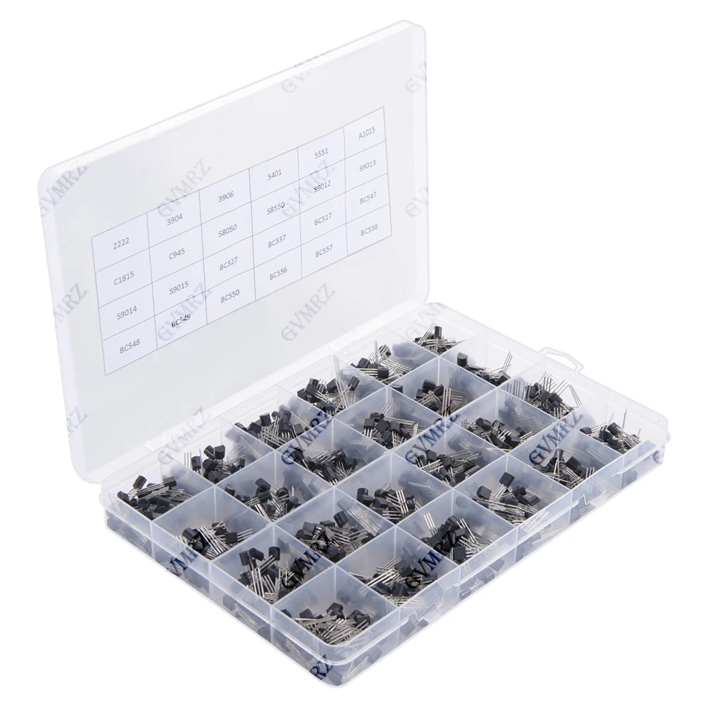840PCS 24Values TO-92 Transistor Assortment Kit 2N2222 S8050 BC547 Box for Electronics DIY Projects S8050 BC547 Component