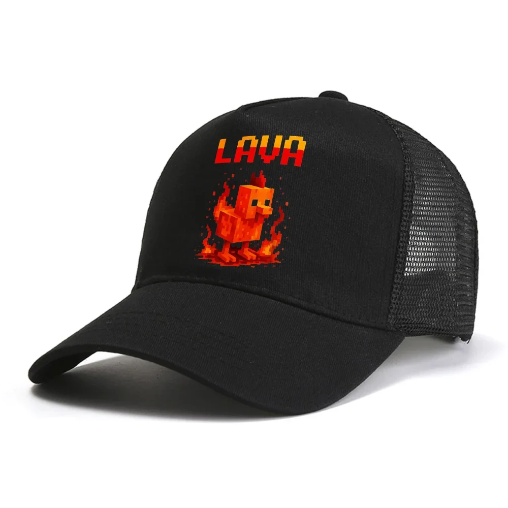 Lava Chicken baseball cap Pixel Game Funny man hat outdoor casual unisex breathable mesh visor Trucker hats