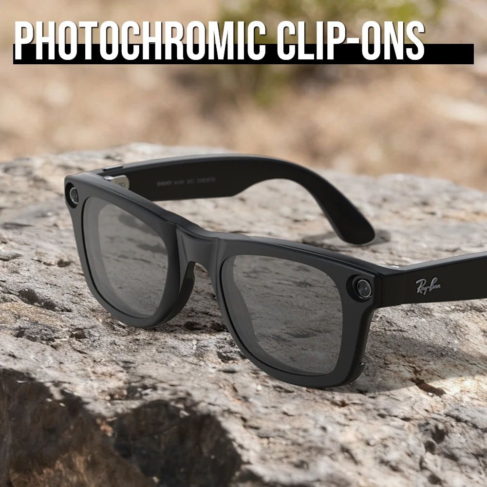 مشابك HiBloks المتغيرة الألوان لـ Ray-Ban Meta Wayfarer RW4006/RW4012 Gen 1 & 2 مقاس M 50-22 نظارات شمسية مستقطبة