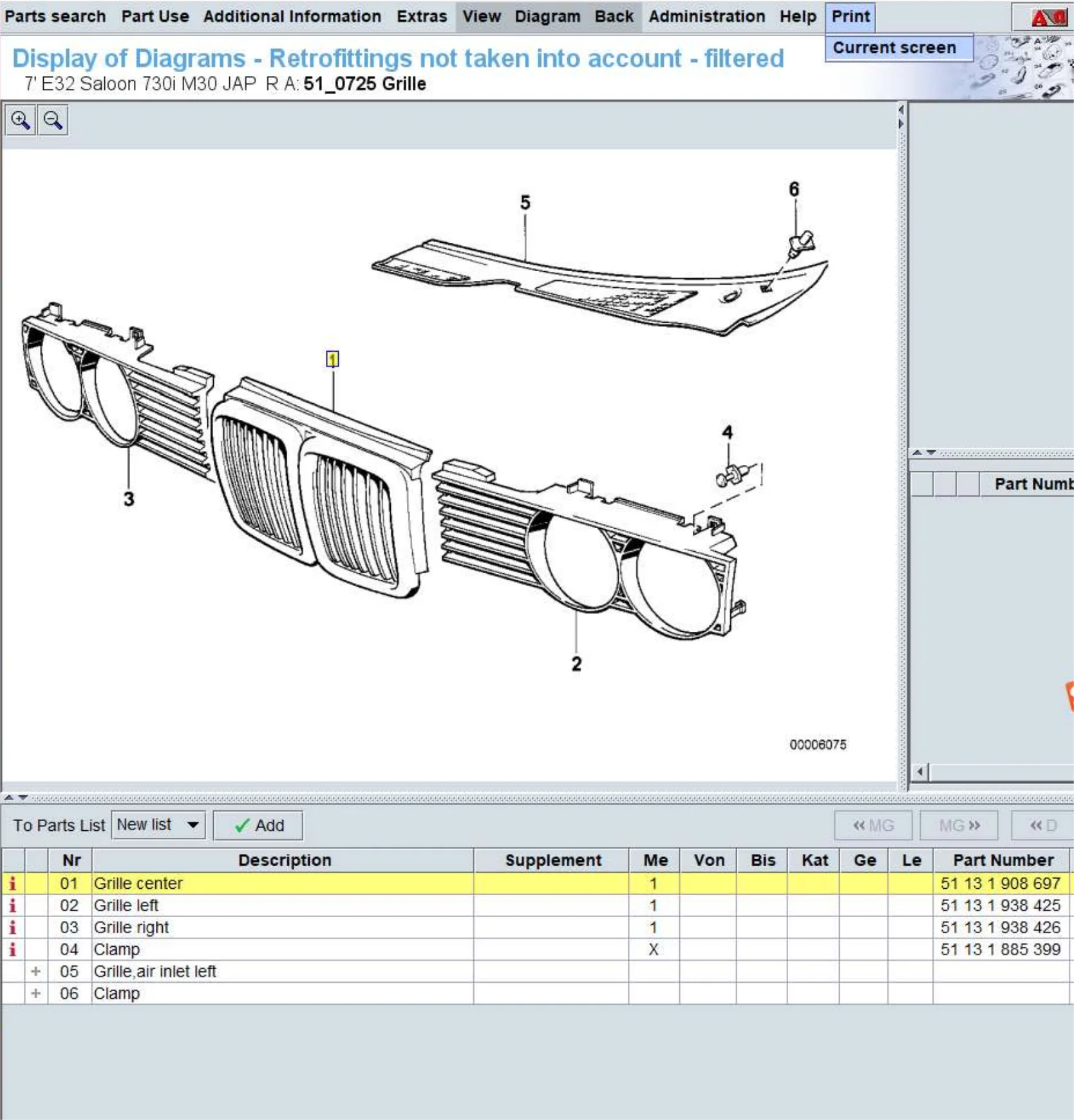 Suitable for BMW 7 Series E32 730i 735i Front decorative grille 51131908697 Kidney Grille electroplating