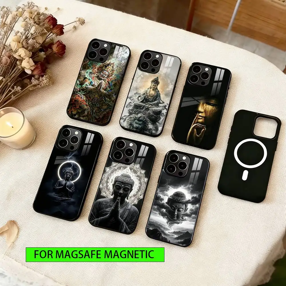 

Buddha statue Phone Case For iPhone17,16,15,14,13,12,11 Plus,Pro Magnetic For Magsafe Wireless Charging