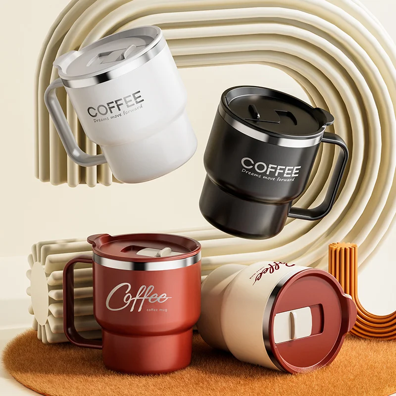 

400 мл кружка из нержавеющей стали 304, портативная чашка с крышкой, офисная кофейная чашка, предназначенная для офисных работников, чашка для прямой питьевой воды