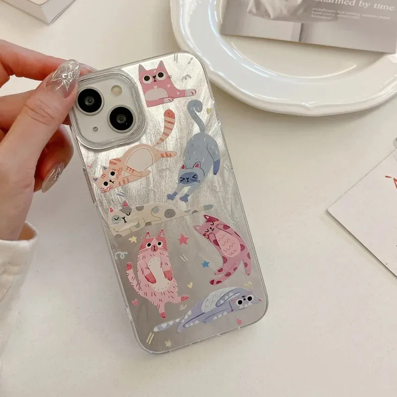 Cute Kitten Graphic Feather Phone Case For Samsung GalaxyS24 S23 S26 S25 Ultra  S22 Plus A33 A55 A26 A36 A54 A56 Feather Cover