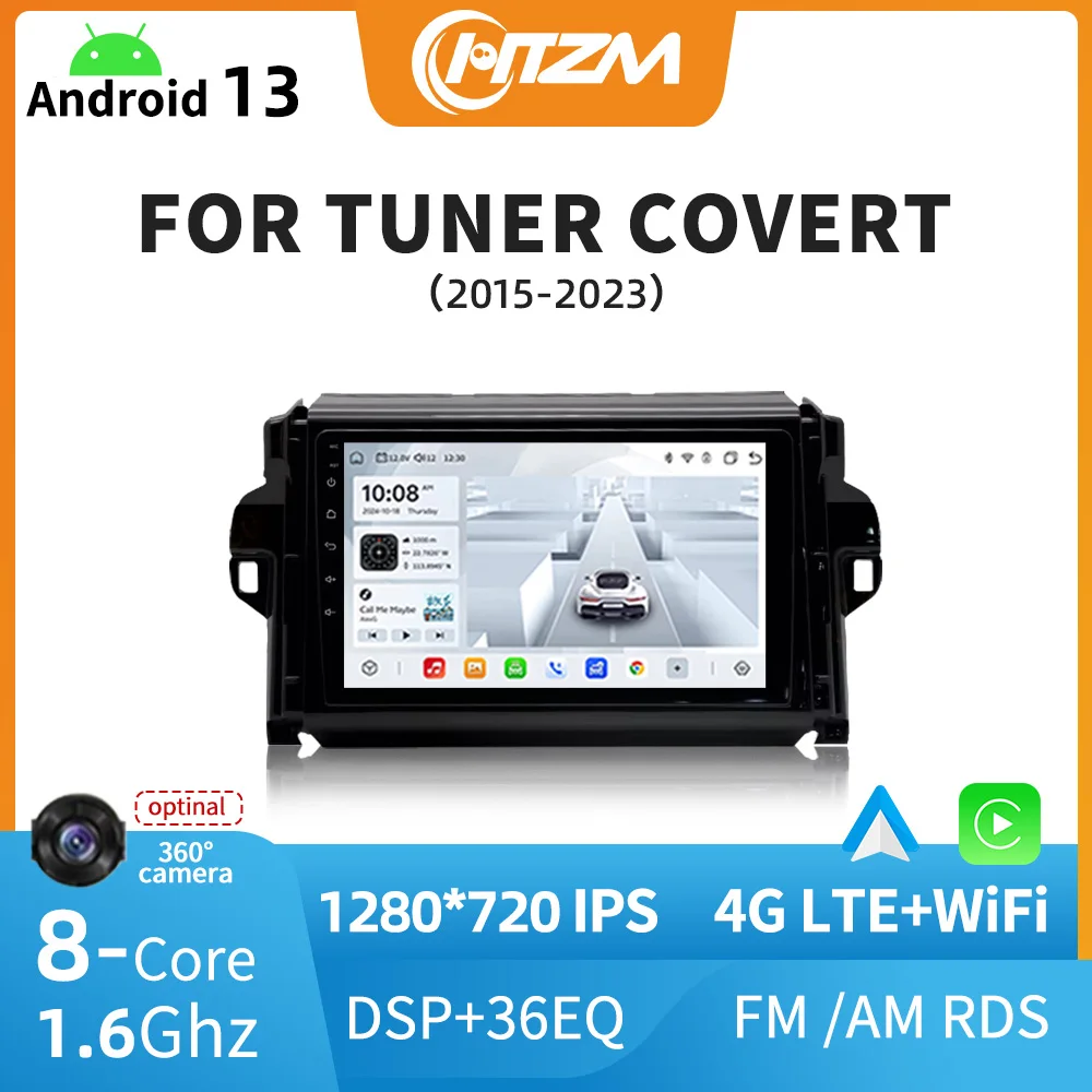 Car Radio For Toyota Fortuner Covert 2015 2016 - 2023 Car Android Auto Carplay WiFi 4G Navigation GPS Multimedia Player Stereo