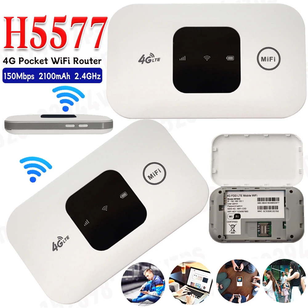 4G Pocket WiFi Router 150Mbps High-Speed 4G Wireless Router Broadband Wide Coverage Portable WiFI 4G Router with SIM Card Slot