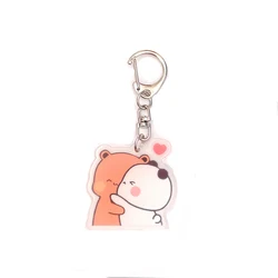 Cute Bubu Dudu Keychains Baby Grey Bear White Panda Keyring for Accessories Bag Pendant Key Chain Jewelry Fans Couple Love Gifts