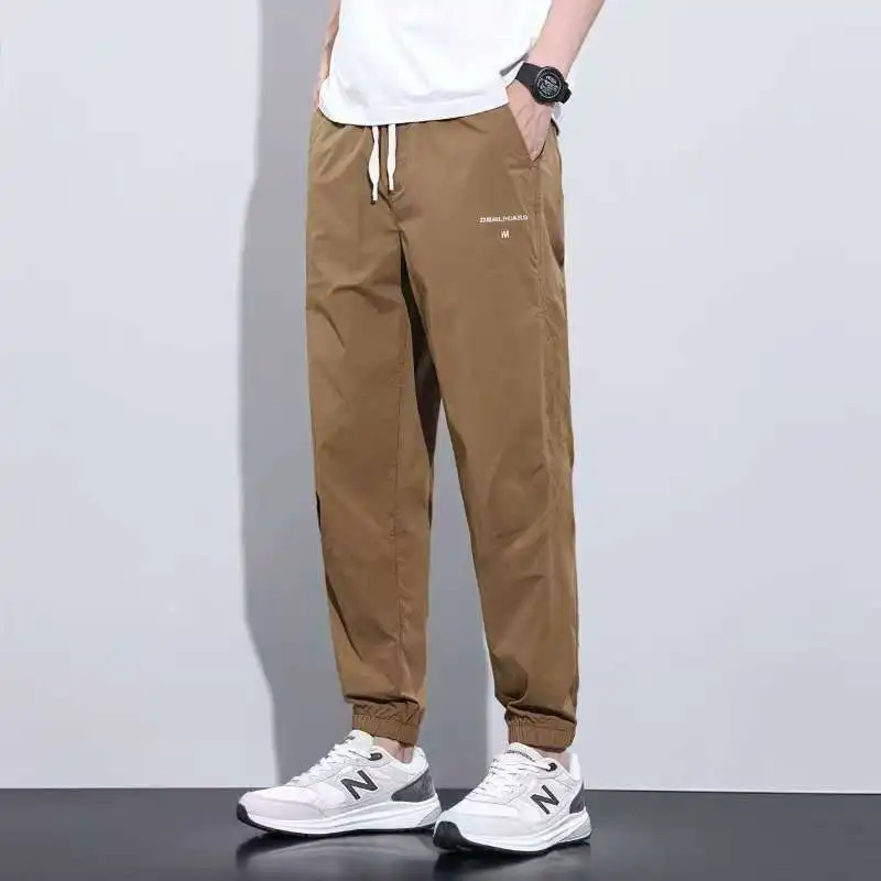 

Mens Elastic Waist Drawstring Casual Jogger Pants With Letter Print
