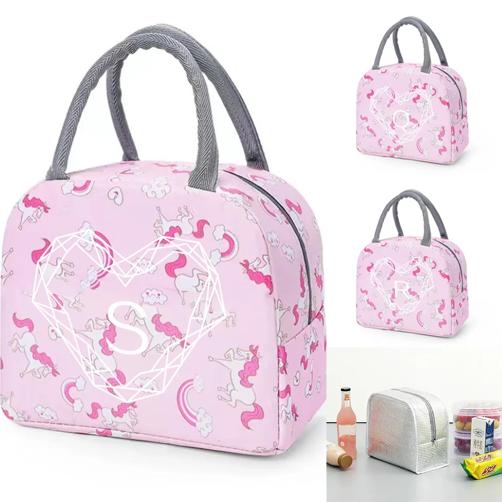 

Thermal Lunch Bag School Child Canvas Organizer Packed Food Insulated Meal Bags Tote Diamond Letter Cooler Picnic Box Handbags